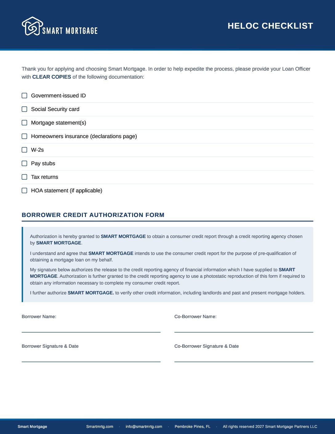 First page preview of HELOC Checklist