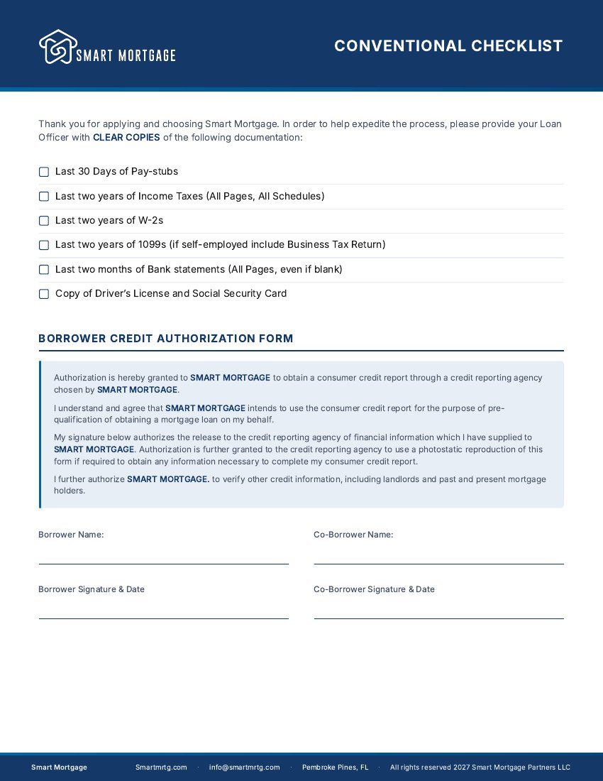 First page preview of Conventional Checklist
