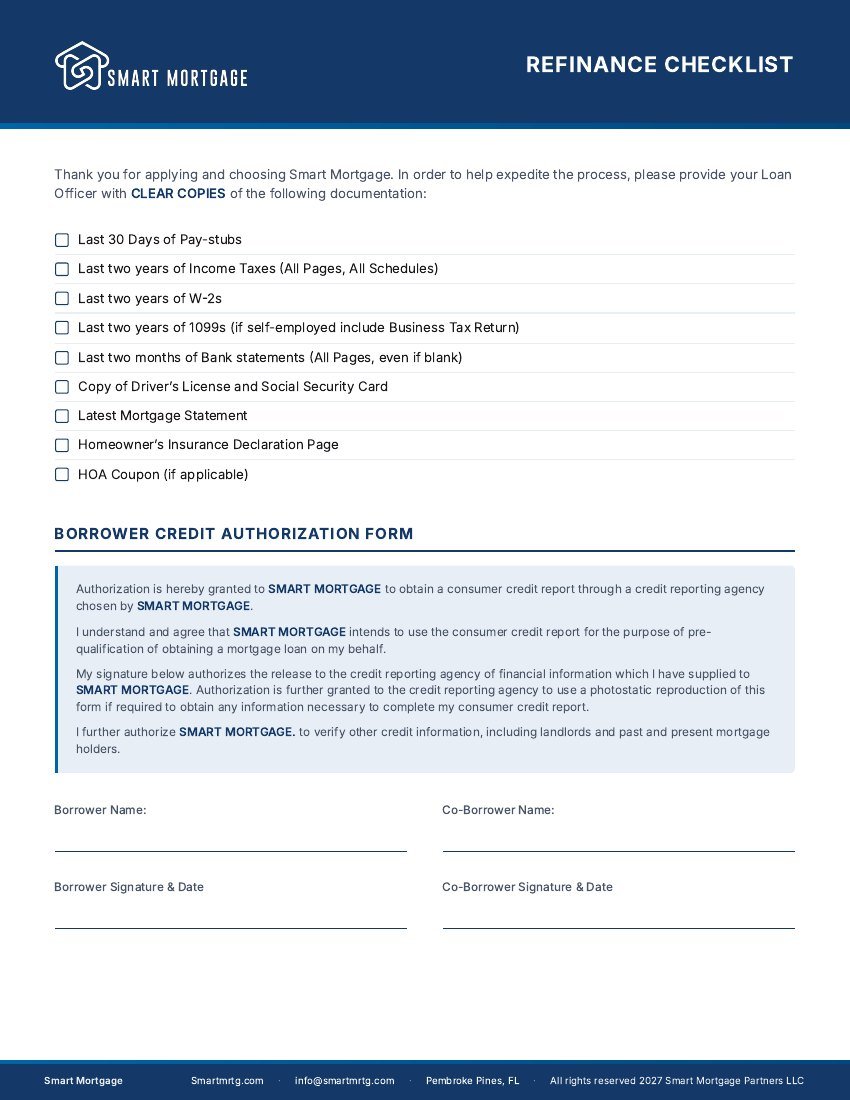 First page preview of Refinance Checklist